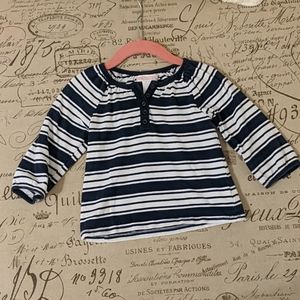 Navy blue and white striped long sleeve t-shirt